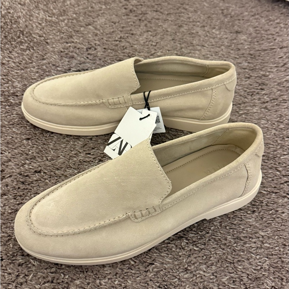 ZARA Men's Cream Loafers